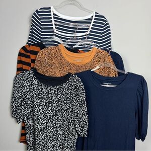 AMAZON ESSENTIALS | Lot of 6 Short Sleeve Tops Solid & Print Women’s Size Large